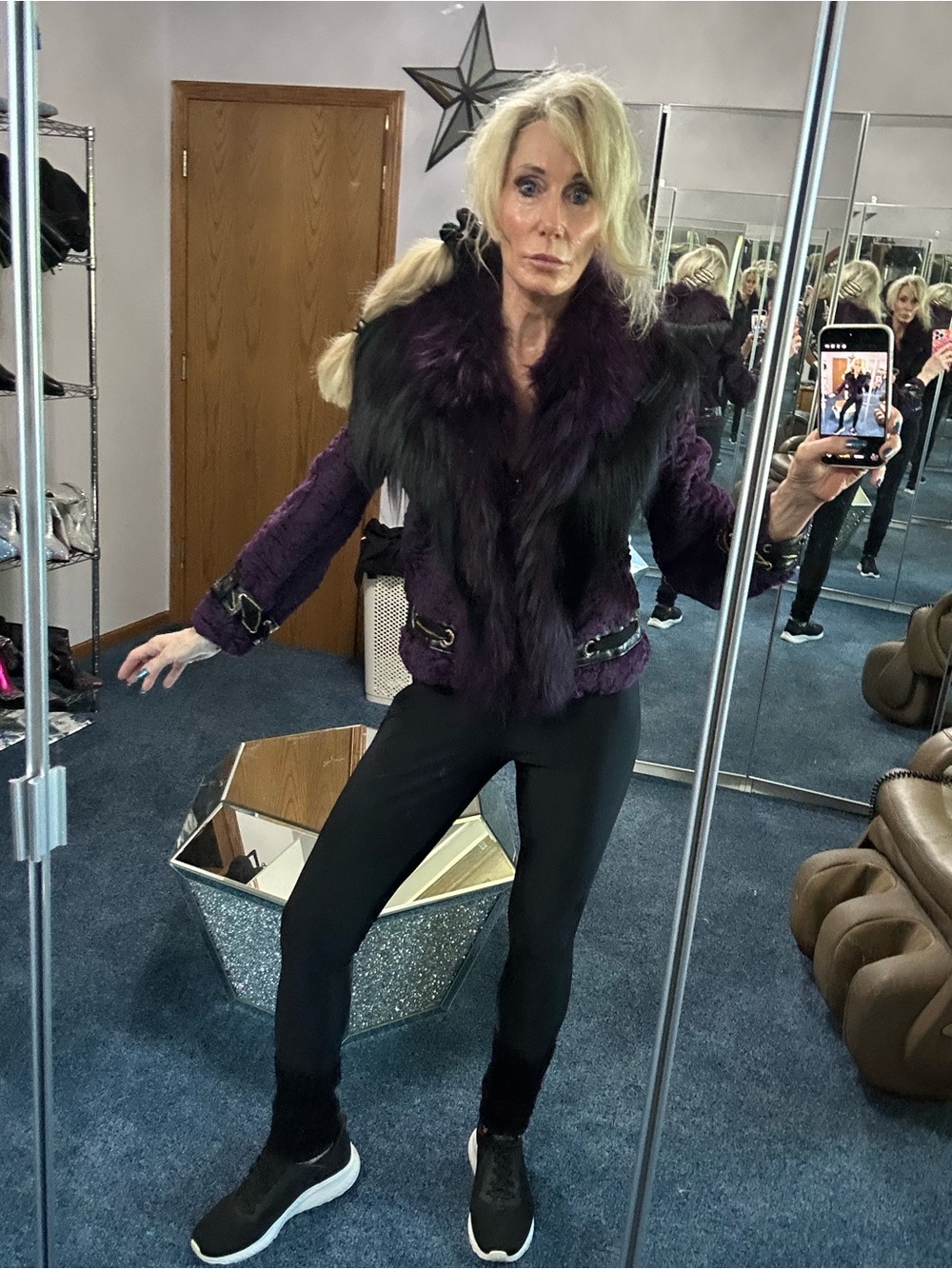 Purple REAL  Fur Trim Women’s Coat